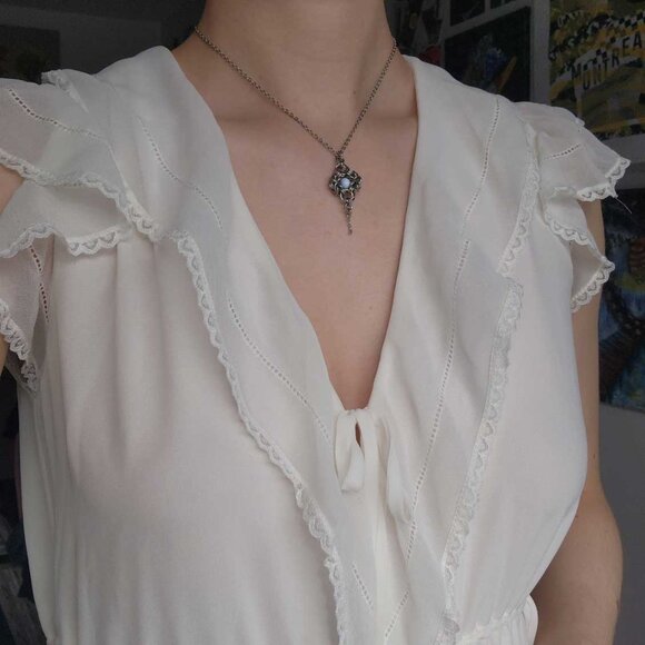 Vintage Antique Romanov blue and silver necklace - Picture 4 of 9